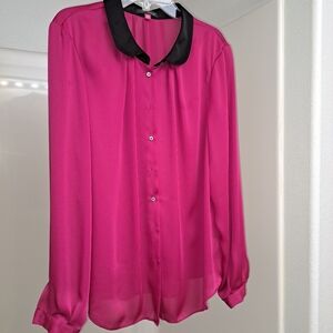 Vince Camuto Pink Blouse with Black Collar